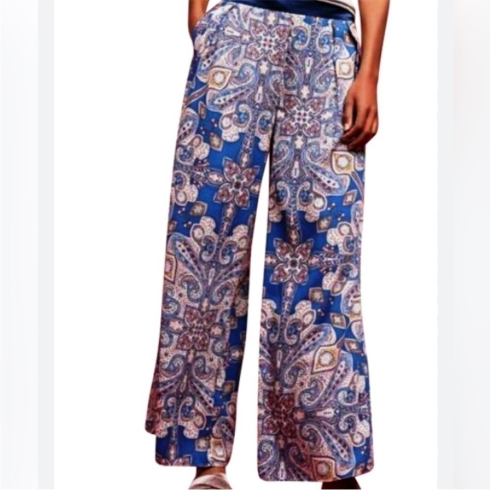 Elevenses Anthropologie Paisley Wide Leg Palazzo Pants